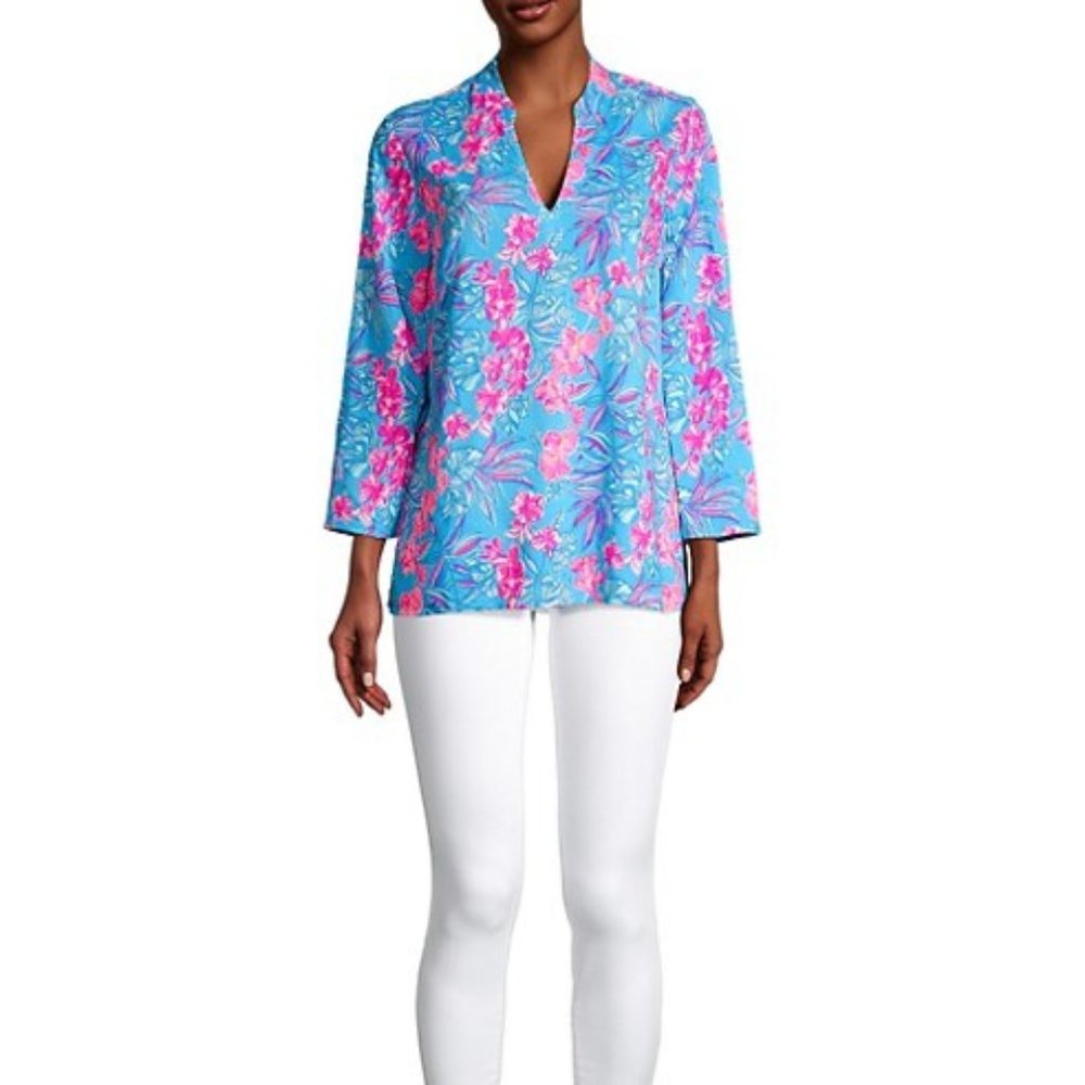 NWT Lilly Pulitzer Luna Bay Tunic in Blue Orchid Oasis Size Large